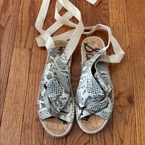 Sam Edelman Women's Alisha Snakeskin Espadrille Sandals Size 8.5